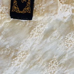 Embroidered lace scarf - warm cream color